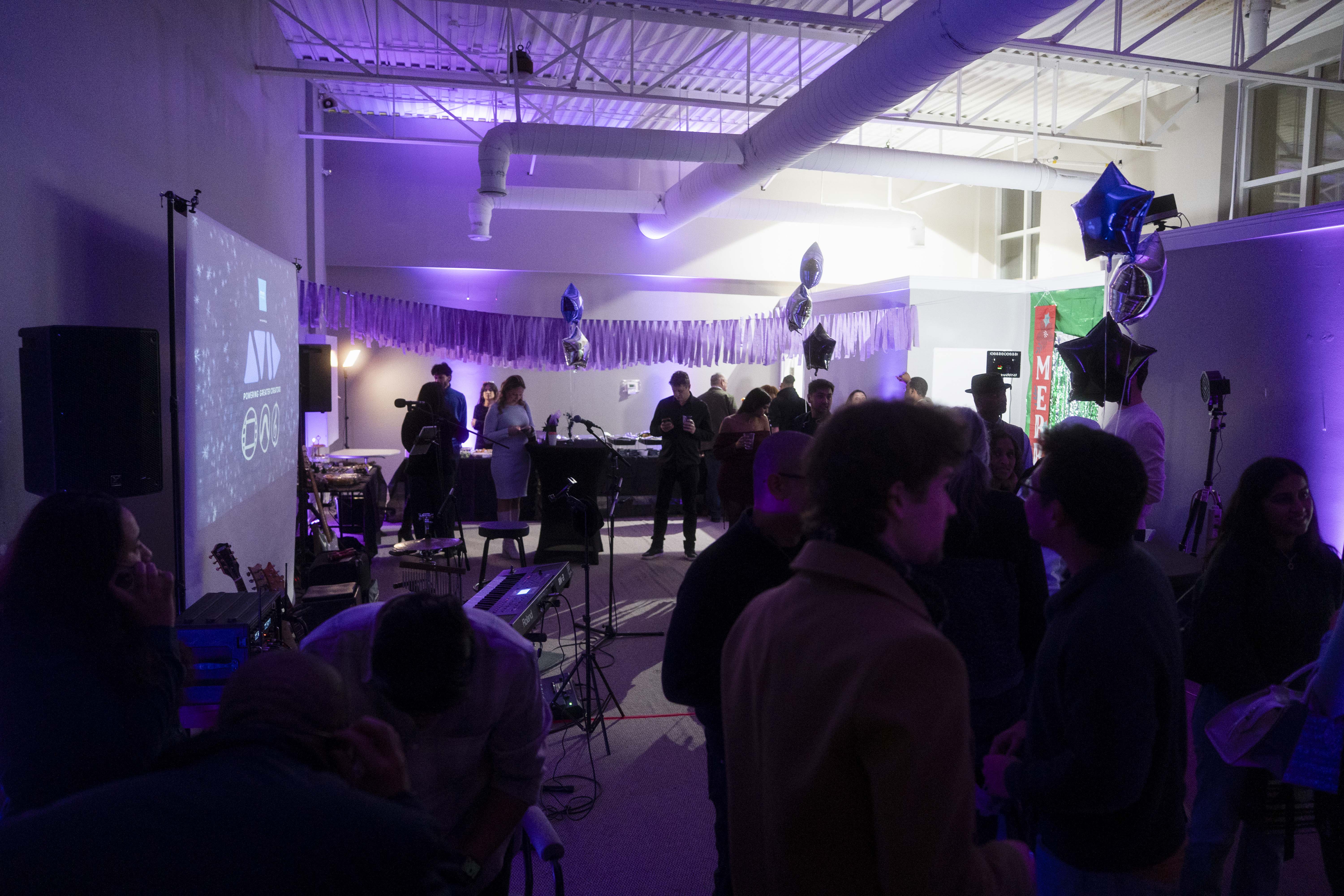 Guests networking and enjoying the event space